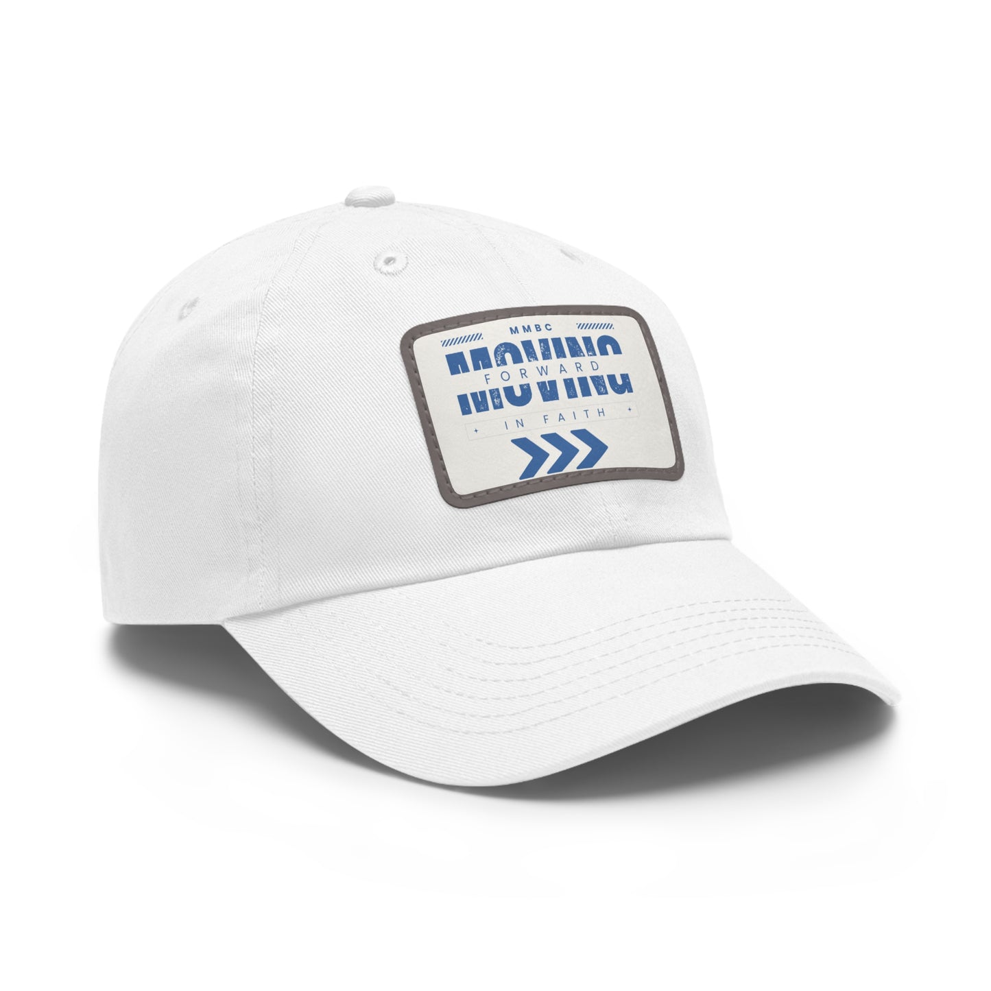 Moving forward blue Hat with Leather Patch (Rectangle)