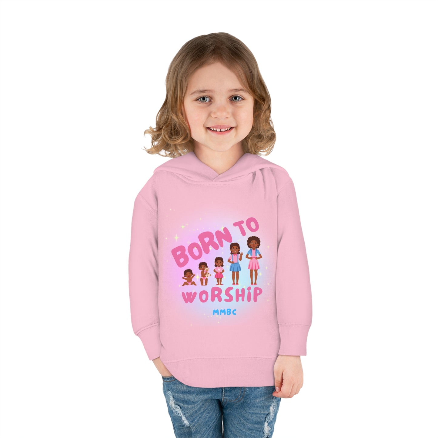 Btw Toddler Pullover Fleece Hoodie pink