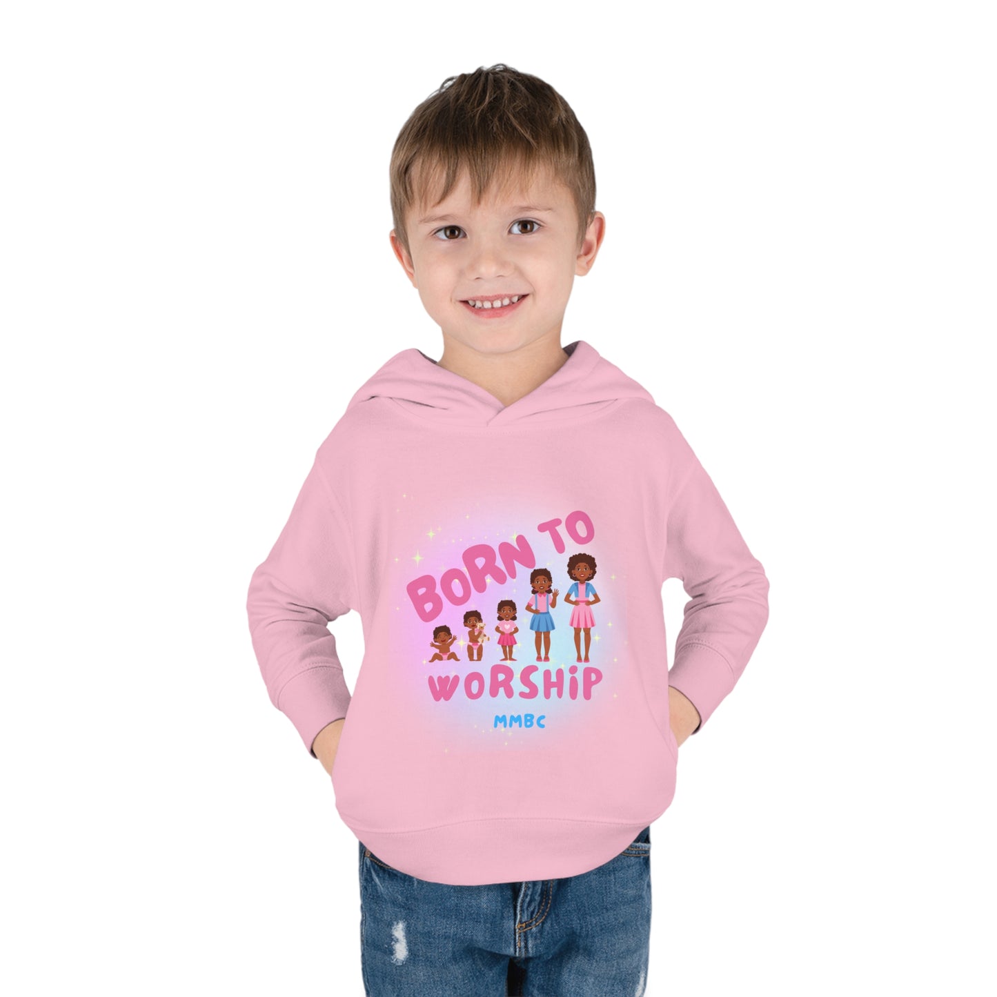 Btw Toddler Pullover Fleece Hoodie pink